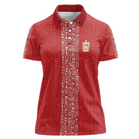 World Football 2026 Egypt Custom Women Polo Shirt Red Ancient Egyptian Hieroglyphs LT9