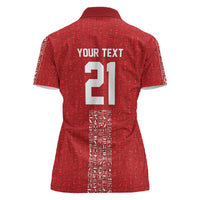 World Football 2026 Egypt Custom Women Polo Shirt Red Ancient Egyptian Hieroglyphs LT9