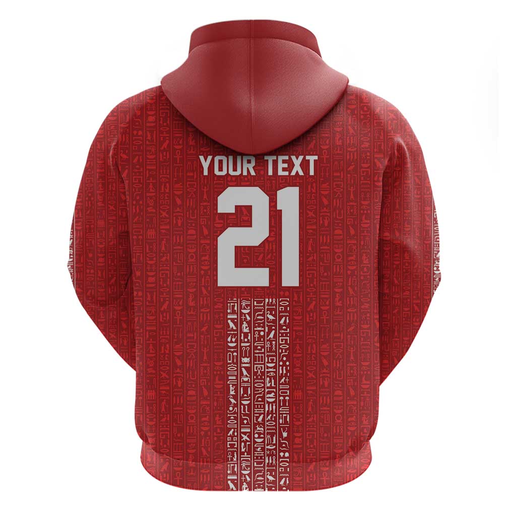 World Football 2026 Egypt Custom Zip Hoodie Red Ancient Egyptian Hieroglyphs - Wonder Print Shop