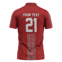 World Football 2026 Egypt Custom Zipper Polo Shirt Red Ancient Egyptian Hieroglyphs - Wonder Print Shop