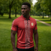 World Football 2026 Egypt Custom Zipper Polo Shirt Red Ancient Egyptian Hieroglyphs - Wonder Print Shop
