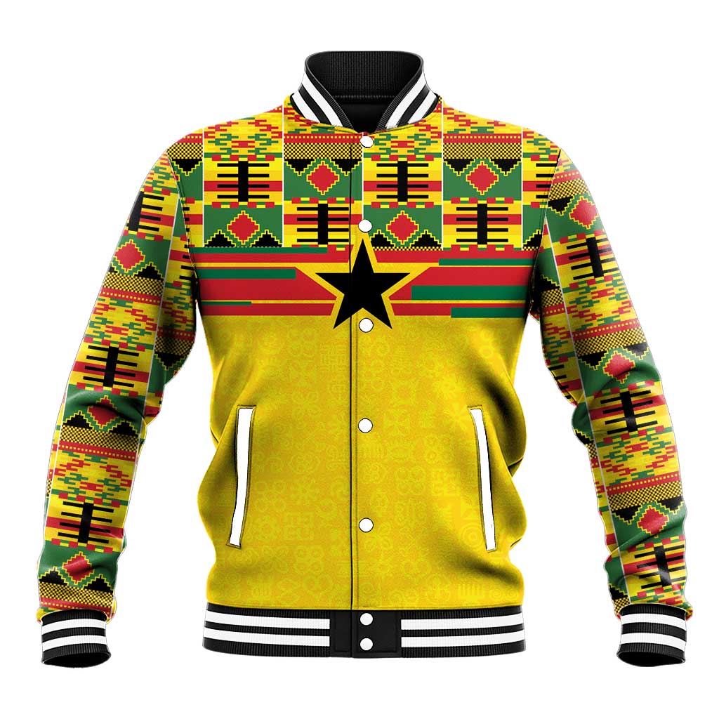 World Football 2026 Ghana Custom Baseball Jacket Black Stars African Kente Pattern - Wonder Print Shop