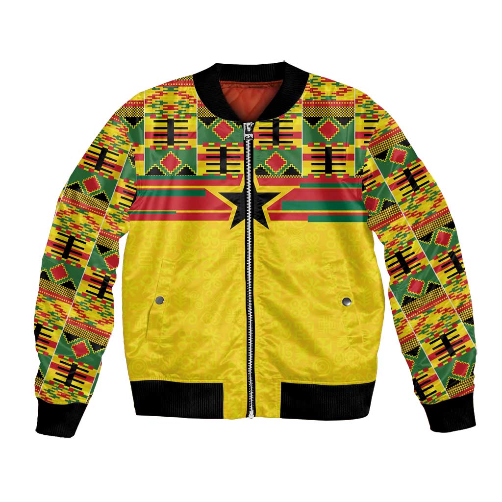 World Football 2026 Ghana Custom Bomber Jacket Black Stars African Kente Pattern - Wonder Print Shop