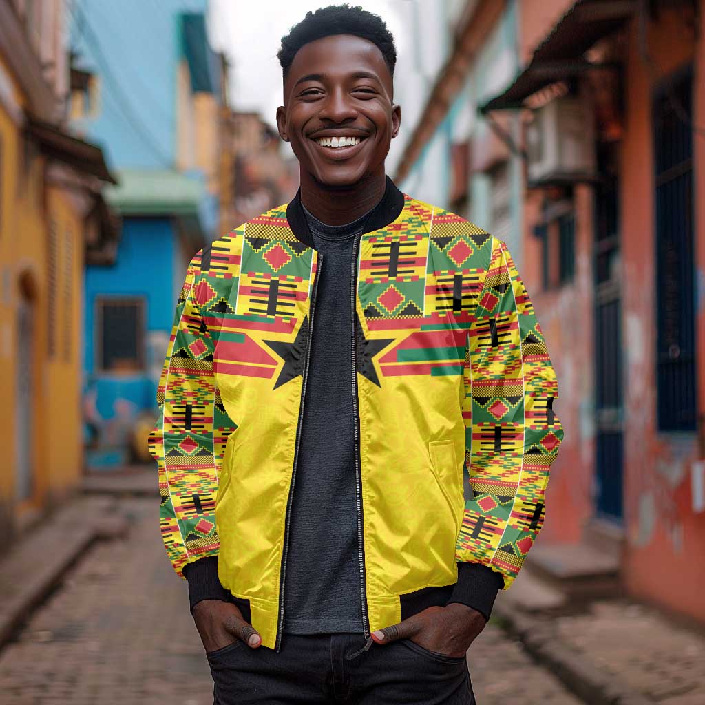 World Football 2026 Ghana Custom Bomber Jacket Black Stars African Kente Pattern - Wonder Print Shop