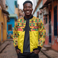 World Football 2026 Ghana Custom Bomber Jacket Black Stars African Kente Pattern - Wonder Print Shop
