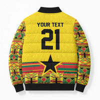 World Football 2026 Ghana Custom Bomber Puffer Jacket Black Stars African Kente Pattern - Wonder Print Shop