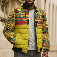 World Football 2026 Ghana Custom Bomber Puffer Jacket Black Stars African Kente Pattern - Wonder Print Shop
