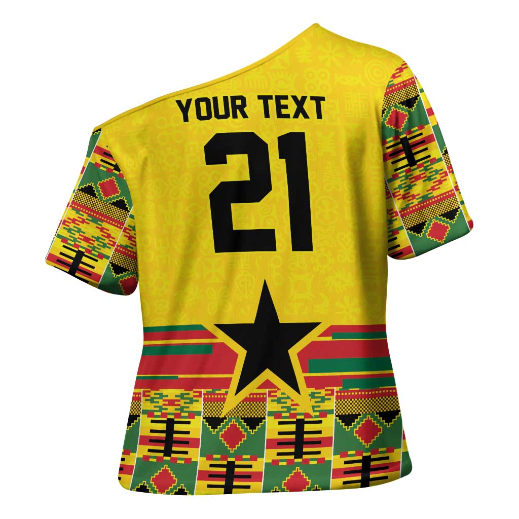 World Football 2026 Ghana Custom Cross Shoulder Shirt Black Stars African Kente Pattern - Wonder Print Shop