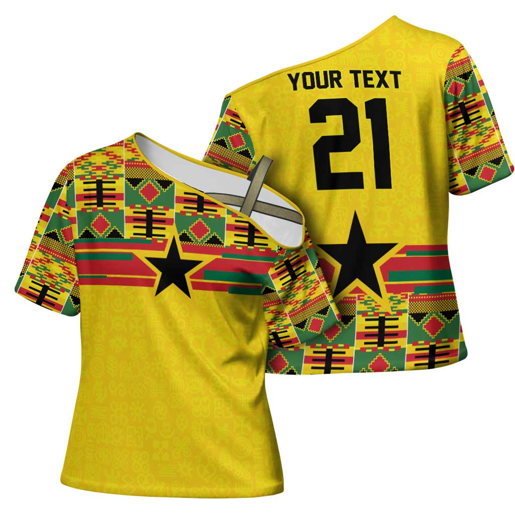 World Football 2026 Ghana Custom Cross Shoulder Shirt Black Stars African Kente Pattern - Wonder Print Shop