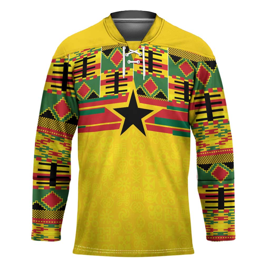 World Football 2026 Ghana Custom Hockey Jersey Black Stars African Kente Pattern - Wonder Print Shop