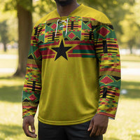 World Football 2026 Ghana Custom Hockey Jersey Black Stars African Kente Pattern - Wonder Print Shop