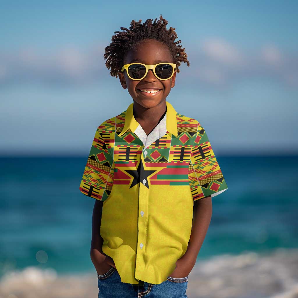World Football 2026 Ghana Custom Kid Hawaiian Shirt Black Stars African Kente Pattern LT9