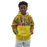 World Football 2026 Ghana Custom Kid Hoodie Black Stars African Kente Pattern - Wonder Print Shop