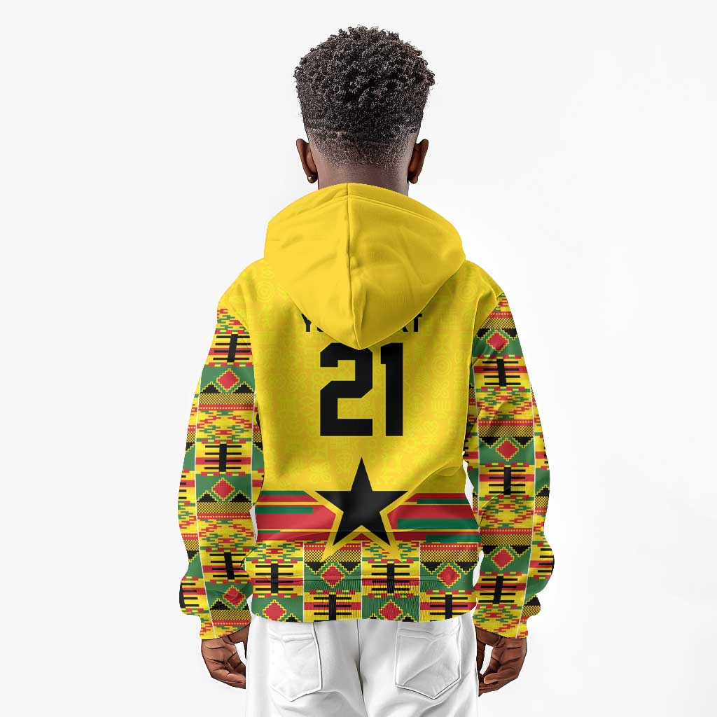 World Football 2026 Ghana Custom Kid Hoodie Black Stars African Kente Pattern - Wonder Print Shop