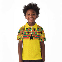 World Football 2026 Ghana Custom Kid Polo Shirt Black Stars African Kente Pattern LT9