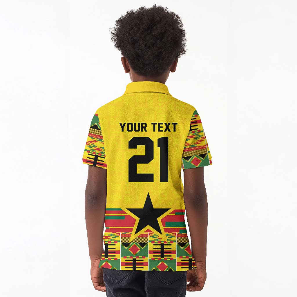 World Football 2026 Ghana Custom Kid Polo Shirt Black Stars African Kente Pattern LT9