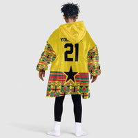 World Football 2026 Ghana Custom Kid Wearable Blanket Hoodie Black Stars African Kente Pattern - Wonder Print Shop