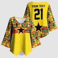 World Football 2026 Ghana Custom Kimono Sleeve Blouse Black Stars African Kente Pattern - Wonder Print Shop