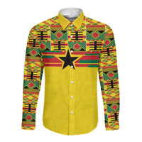 World Football 2026 Ghana Custom Long Sleeve Button Shirt Black Stars African Kente Pattern - Wonder Print Shop