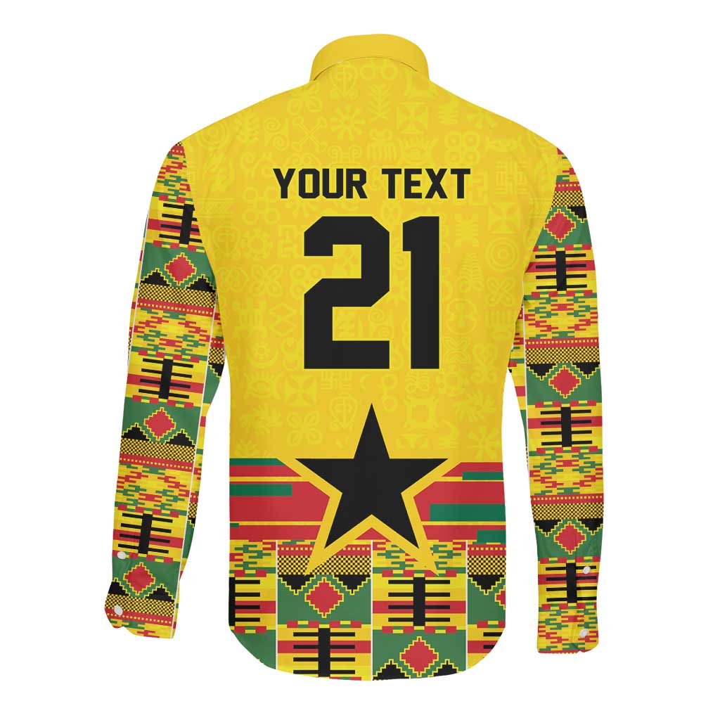 World Football 2026 Ghana Custom Long Sleeve Button Shirt Black Stars African Kente Pattern - Wonder Print Shop
