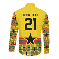 World Football 2026 Ghana Custom Long Sleeve Button Shirt Black Stars African Kente Pattern - Wonder Print Shop