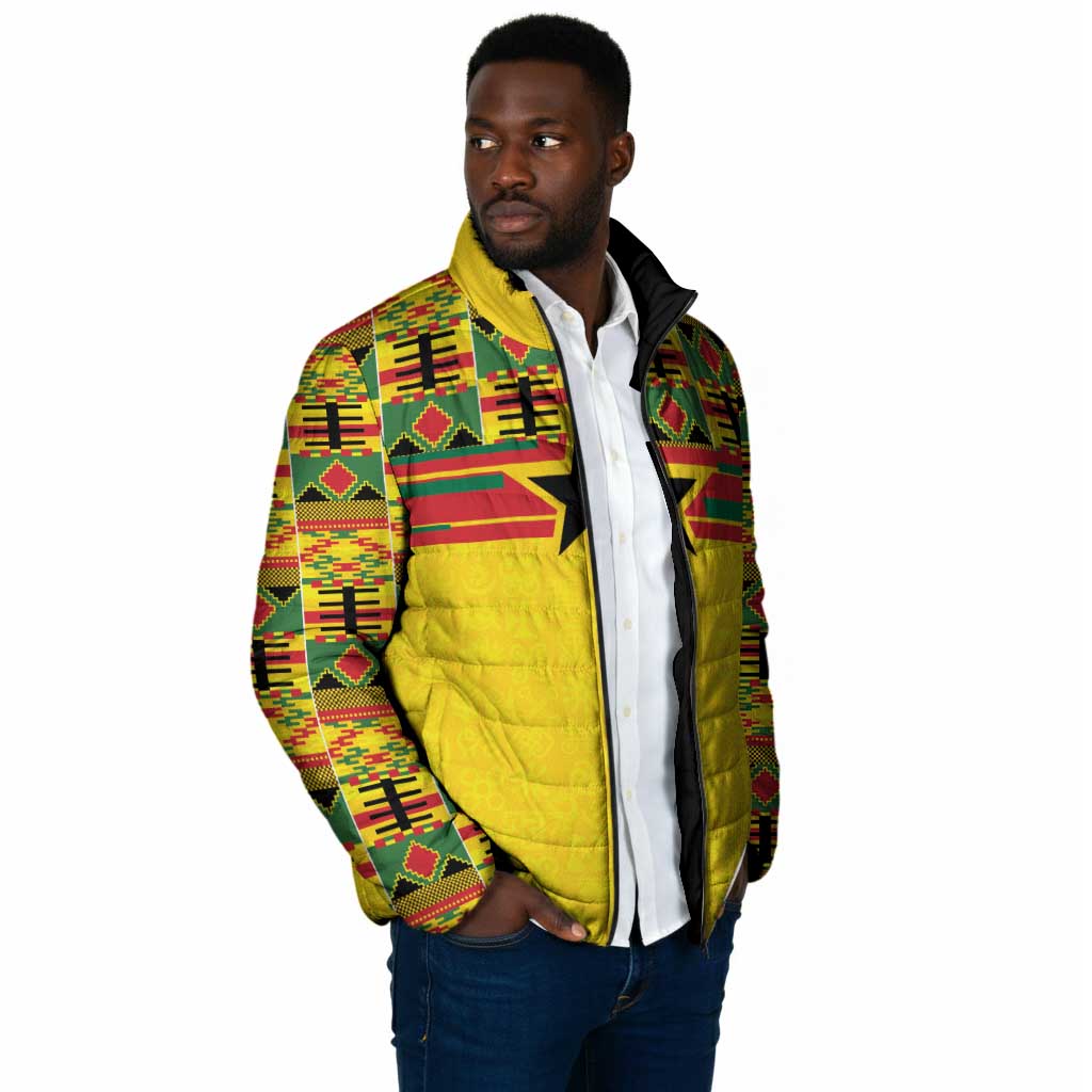 World Football 2026 Ghana Custom Padded Jacket Black Stars African Kente Pattern - Wonder Print Shop