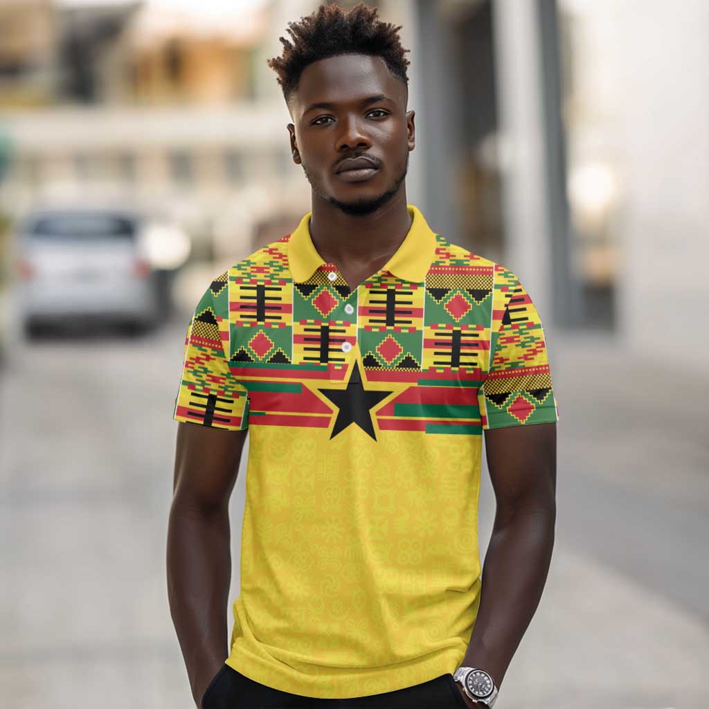 World Football 2026 Ghana Custom Polo Shirt Black Stars African Kente Pattern LT9