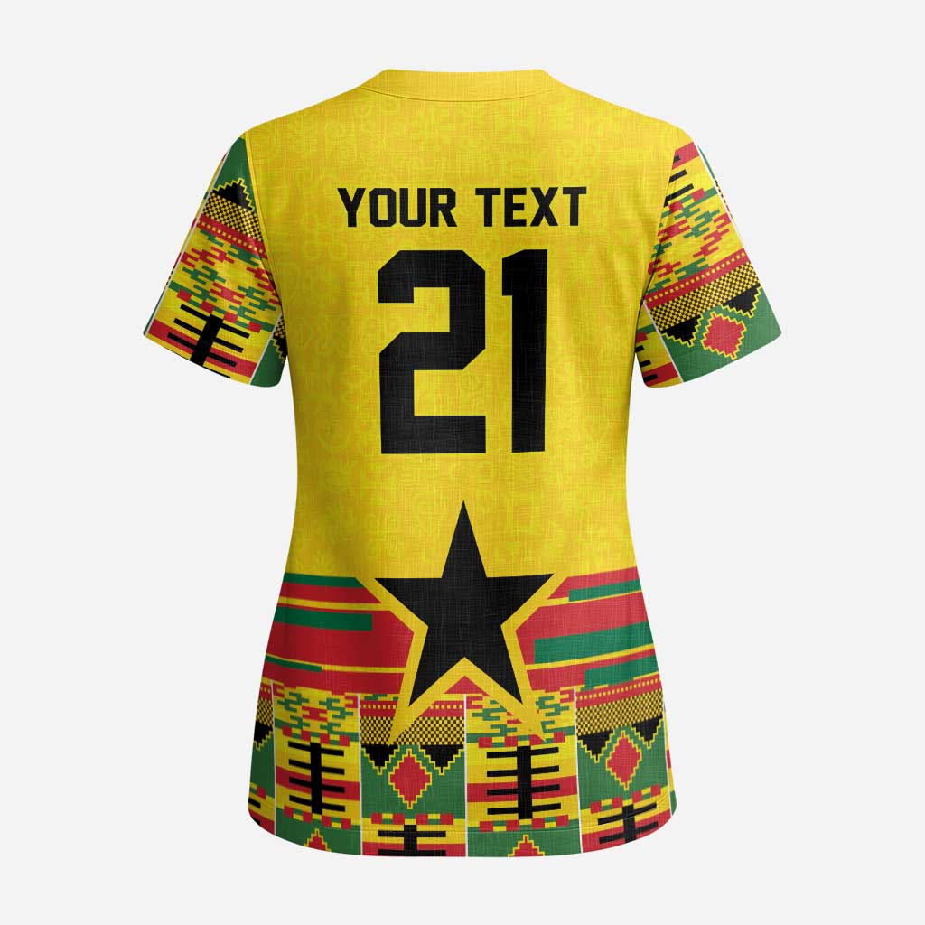World Football 2026 Ghana Custom Scrub Top Black Stars African Kente Pattern - Wonder Print Shop