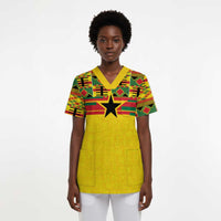 World Football 2026 Ghana Custom Scrub Top Black Stars African Kente Pattern - Wonder Print Shop