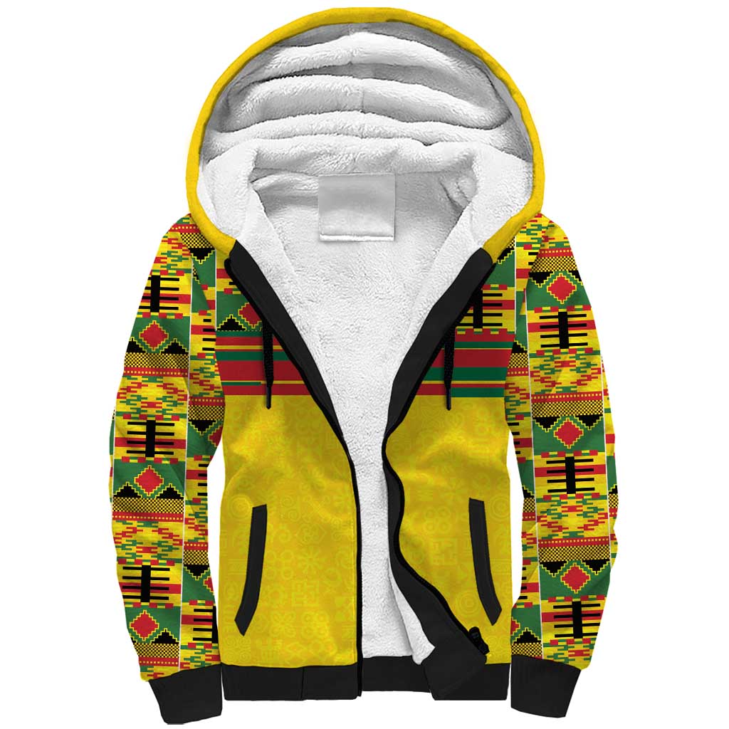 World Football 2026 Ghana Custom Sherpa Hoodie Black Stars African Kente Pattern - Wonder Print Shop