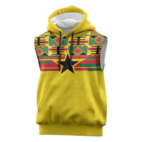 World Football 2026 Ghana Custom Sleeveless Hoodie Black Stars African Kente Pattern - Wonder Print Shop