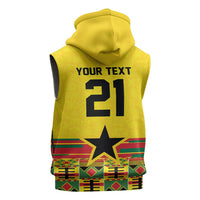 World Football 2026 Ghana Custom Sleeveless Hoodie Black Stars African Kente Pattern - Wonder Print Shop
