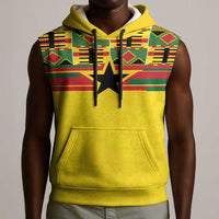 World Football 2026 Ghana Custom Sleeveless Hoodie Black Stars African Kente Pattern - Wonder Print Shop