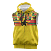 World Football 2026 Ghana Custom Sleeveless Zip Hoodie Black Stars African Kente Pattern - Wonder Print Shop