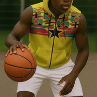 World Football 2026 Ghana Custom Sleeveless Zip Hoodie Black Stars African Kente Pattern - Wonder Print Shop