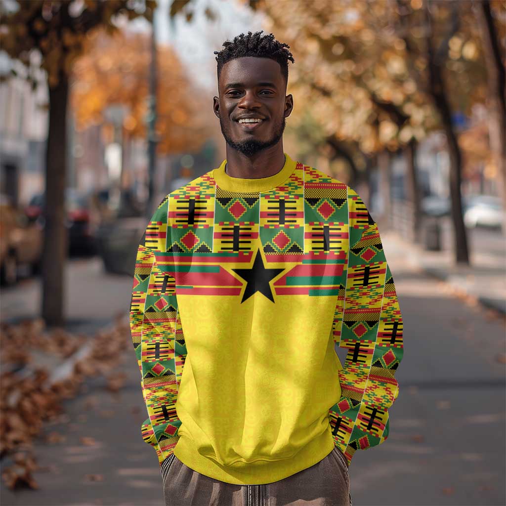 World Football 2026 Ghana Custom Sweatshirt Black Stars African Kente Pattern - Wonder Print Shop