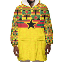 World Football 2026 Ghana Custom Wearable Blanket Hoodie Black Stars African Kente Pattern - Wonder Print Shop