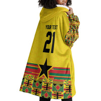 World Football 2026 Ghana Custom Wearable Blanket Hoodie Black Stars African Kente Pattern - Wonder Print Shop