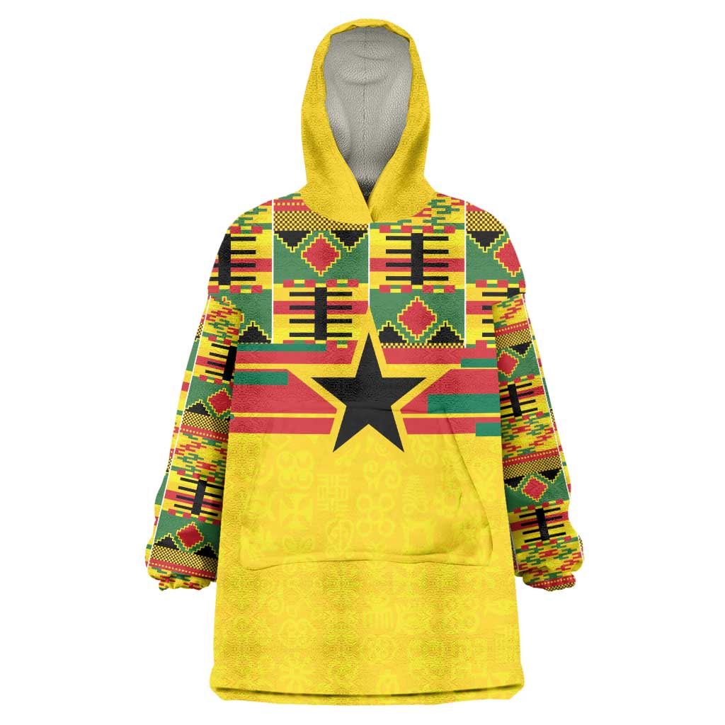 World Football 2026 Ghana Custom Wearable Blanket Hoodie Black Stars African Kente Pattern - Wonder Print Shop