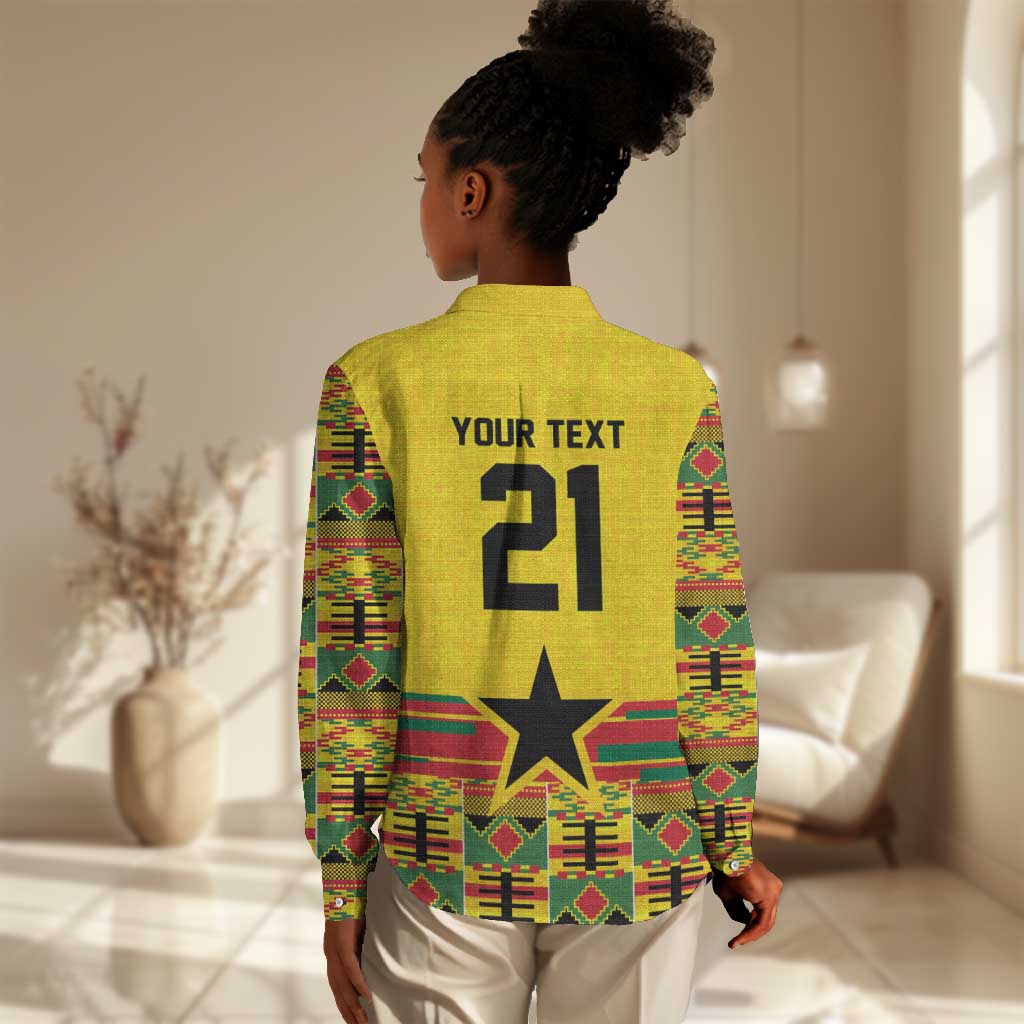 World Football 2026 Ghana Custom Women Casual Shirt Black Stars African Kente Pattern - Wonder Print Shop