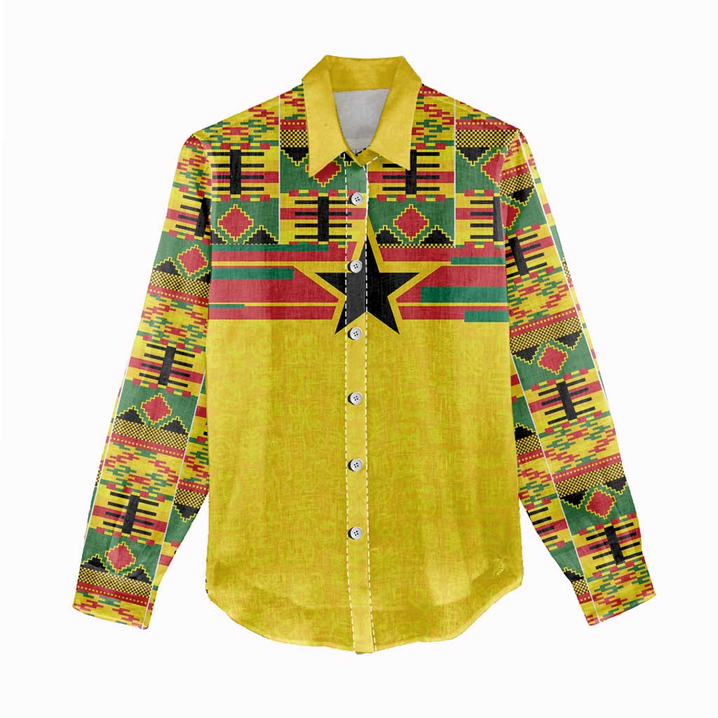 World Football 2026 Ghana Custom Women Casual Shirt Black Stars African Kente Pattern - Wonder Print Shop