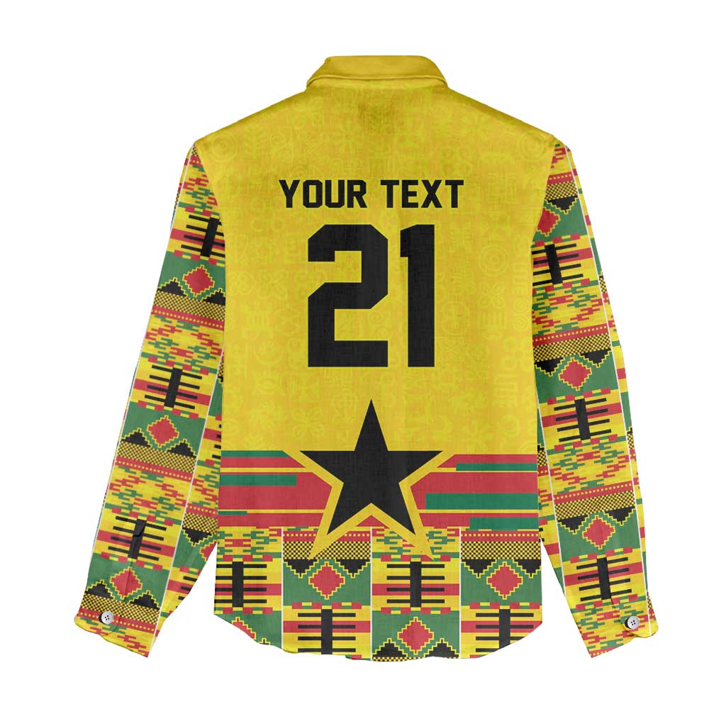 World Football 2026 Ghana Custom Women Casual Shirt Black Stars African Kente Pattern - Wonder Print Shop