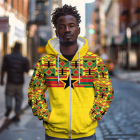 World Football 2026 Ghana Custom Zip Hoodie Black Stars African Kente Pattern - Wonder Print Shop
