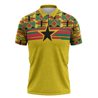 World Football 2026 Ghana Custom Zipper Polo Shirt Black Stars African Kente Pattern - Wonder Print Shop