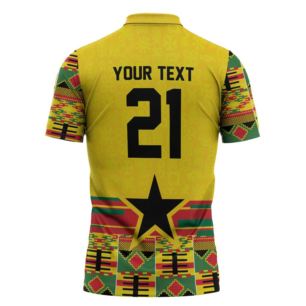 World Football 2026 Ghana Custom Zipper Polo Shirt Black Stars African Kente Pattern - Wonder Print Shop