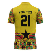 World Football 2026 Ghana Custom Zipper Polo Shirt Black Stars African Kente Pattern - Wonder Print Shop