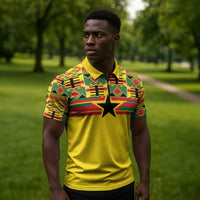 World Football 2026 Ghana Custom Zipper Polo Shirt Black Stars African Kente Pattern - Wonder Print Shop