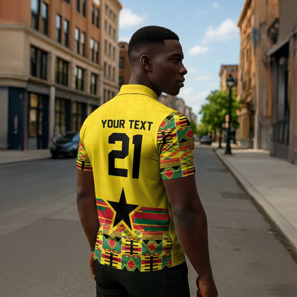 World Football 2026 Ghana Custom Zipper Polo Shirt Black Stars African Kente Pattern - Wonder Print Shop