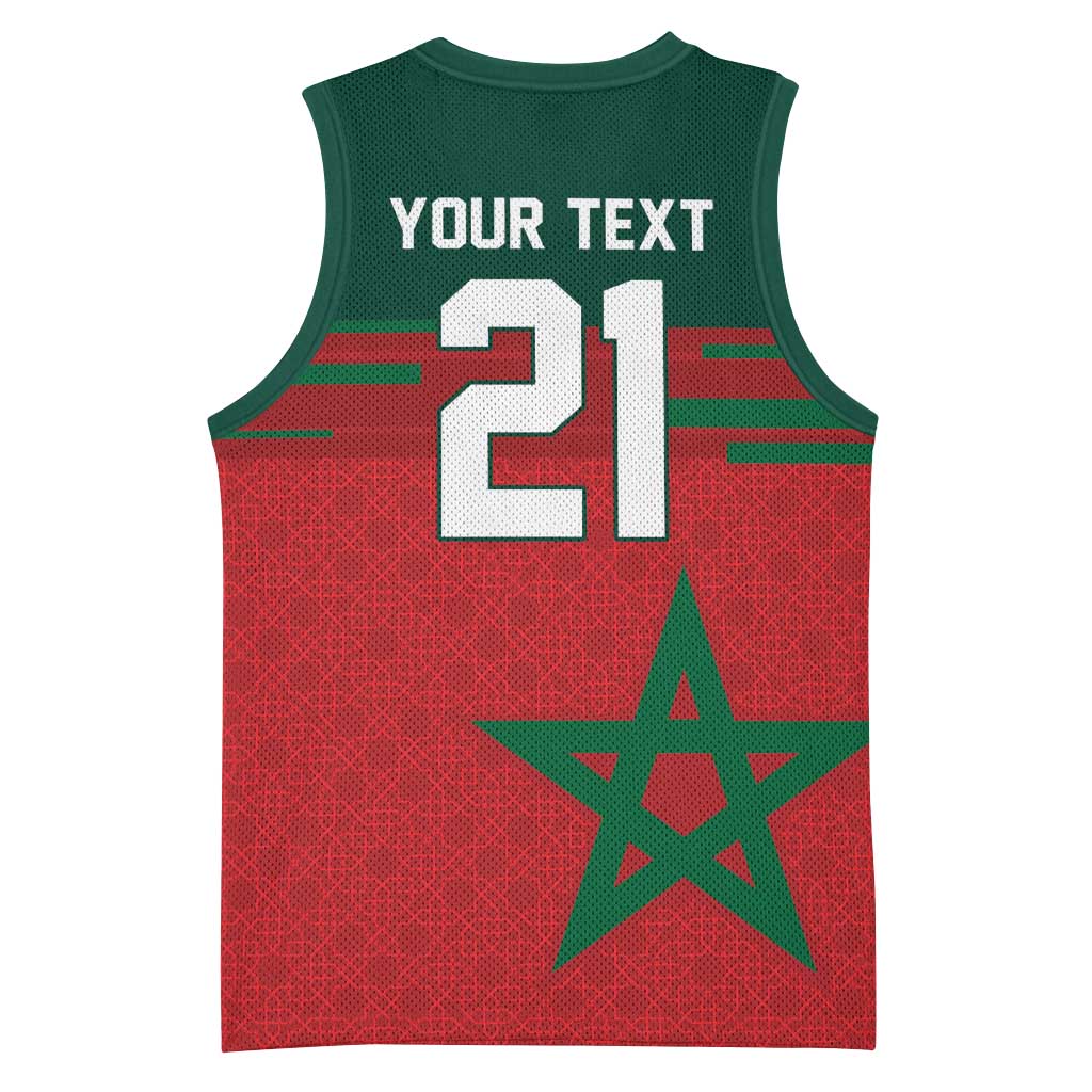 World Football 2026 Morocco Custom Basketball Jersey African Geometric Red Pattern - Wonder Print Shop
