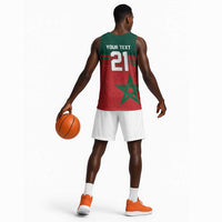 World Football 2026 Morocco Custom Basketball Jersey African Geometric Red Pattern - Wonder Print Shop